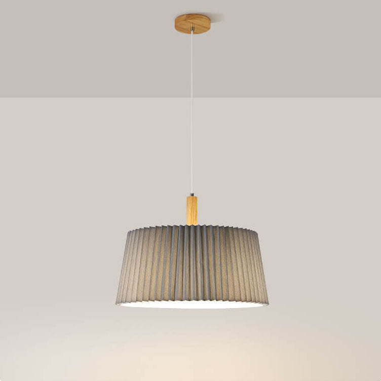 Nordic Minimalist Solid Color Solid Wood Fabric 1-Light Pendant Light