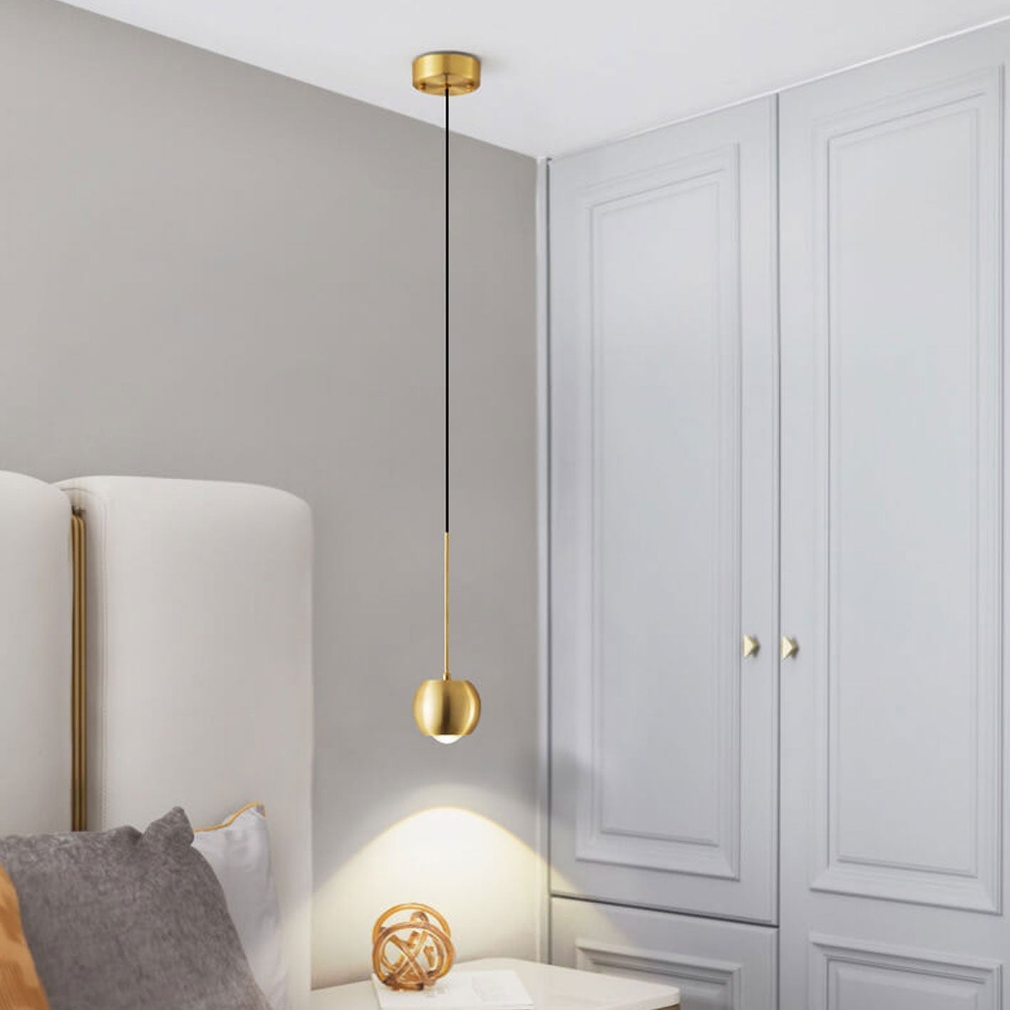Nordic Light Luxury Full Brass Cylindrical Mini LED Pendant Light