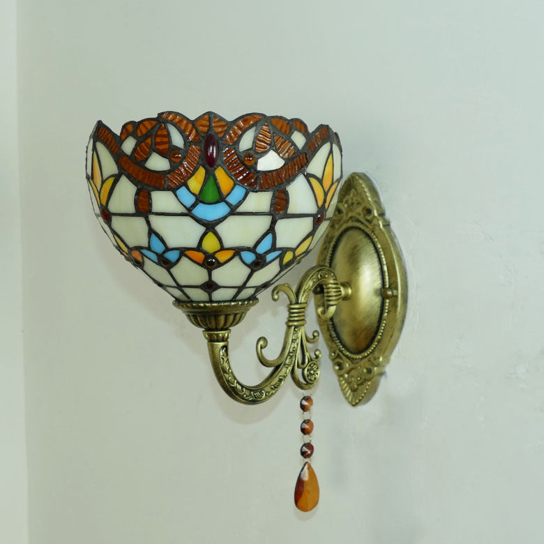 مصباح حائط تقليدي من الزجاج الملون بنمط زهرة عباد الشمس ونبات اليعسوب من تيفاني كوب، لغرفة النوم 