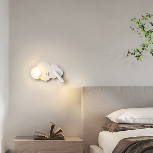 مصباح حائطي LED دوار على شكل سحابة من الألومنيوم والأكريليك بتصميم عصري بسيط لغرفة النوم 
