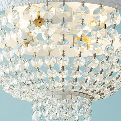 Contemporary Scandinavian Crystal Round Ball Crystal Iron 6-Light Flush Mount Ceiling Light For Bedroom