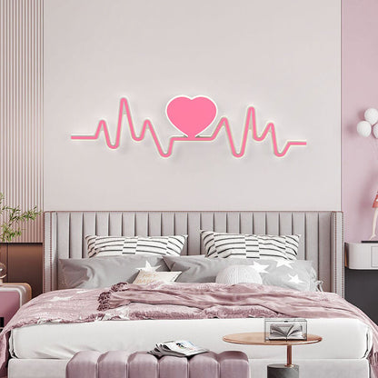 Modern Minimalist Pink Heart Curves LED Wall Sconce Lamp