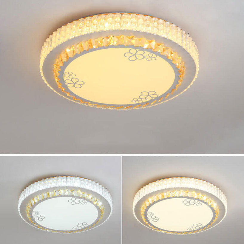 إضاءة LED دائرية حديثة بسيطة من الأكريليك الكريستالي مثبتة في السقف 