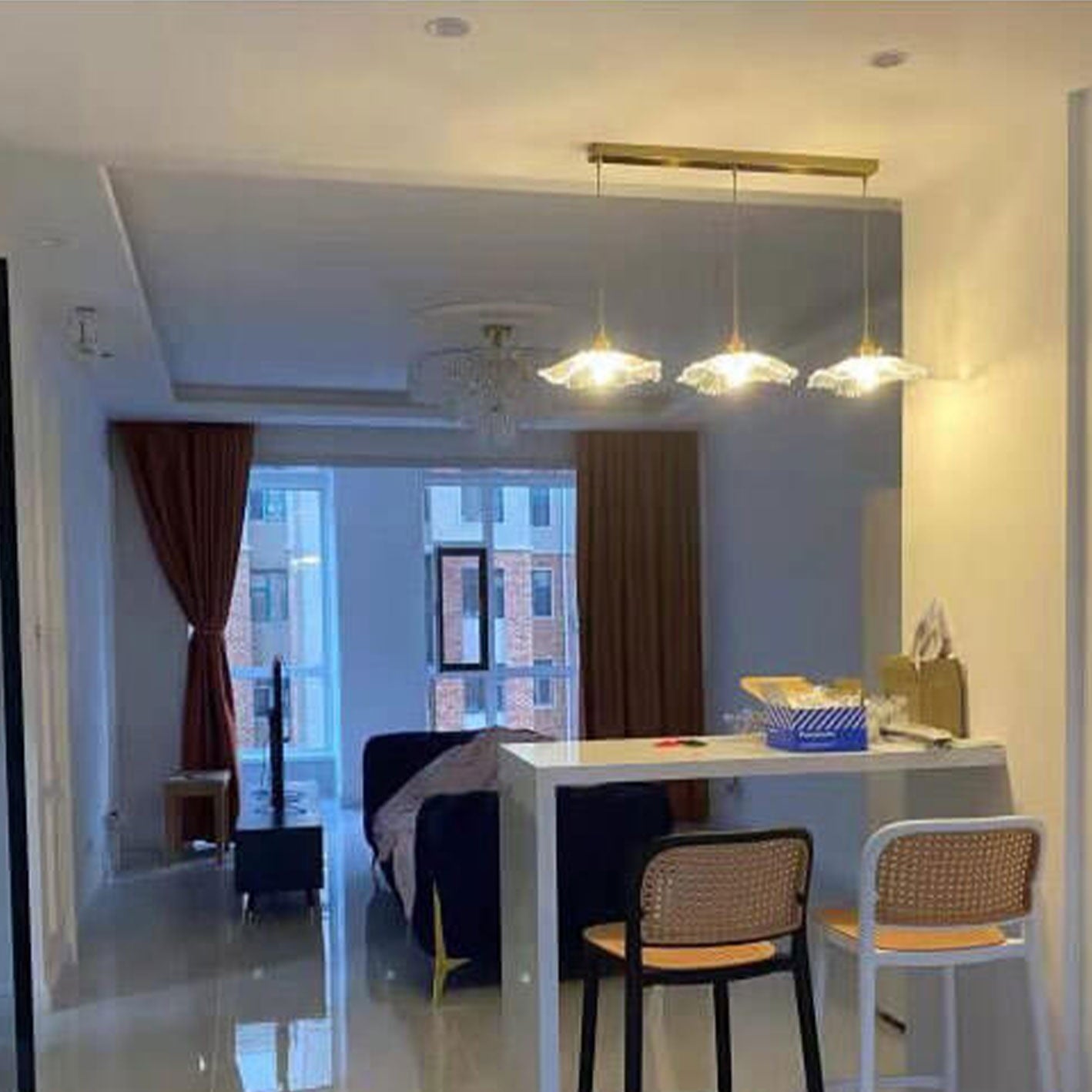 Nordic Light Luxury Brass Glass 1/3-Light Pendant Light