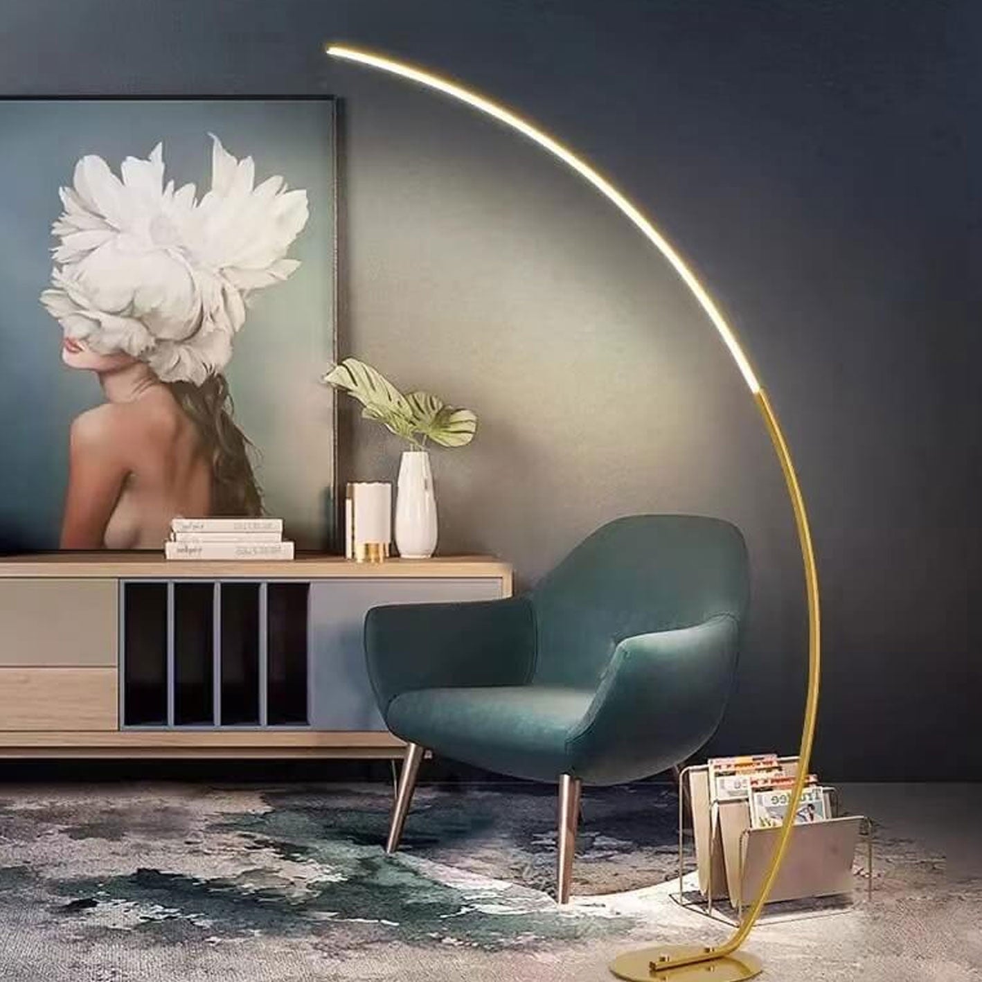 Minimalist Curved Line LED Aluminum Standing Floor Lamp