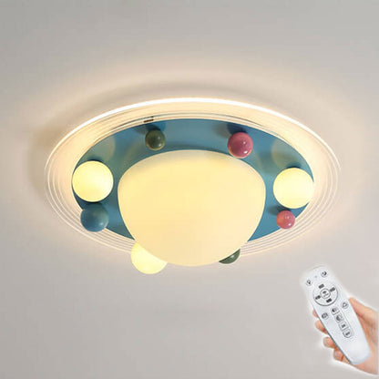Cute Space Planet Macaron Color Children's LED Flush Mount Ceiling Light