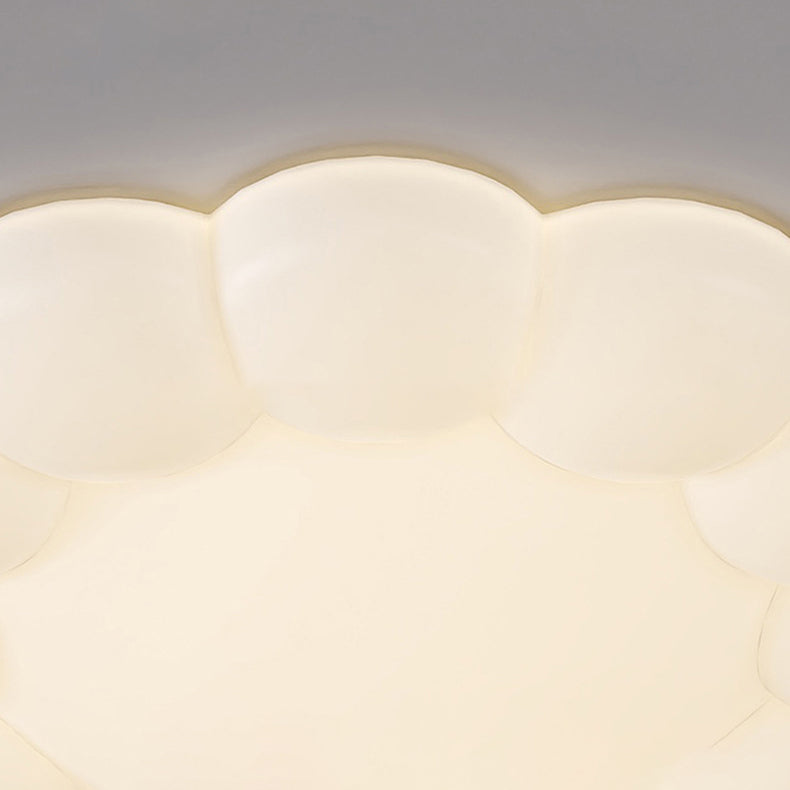 寝室用コンテンポラリー北欧クリームPEフラワーLEDフラッシュマウントシーリングライト