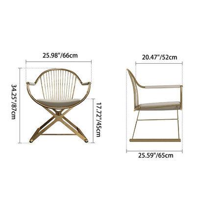 Modern Luxury Curved Frame Microfiber Leather Metal Dining Chair Backrest Armrest For Dining Room