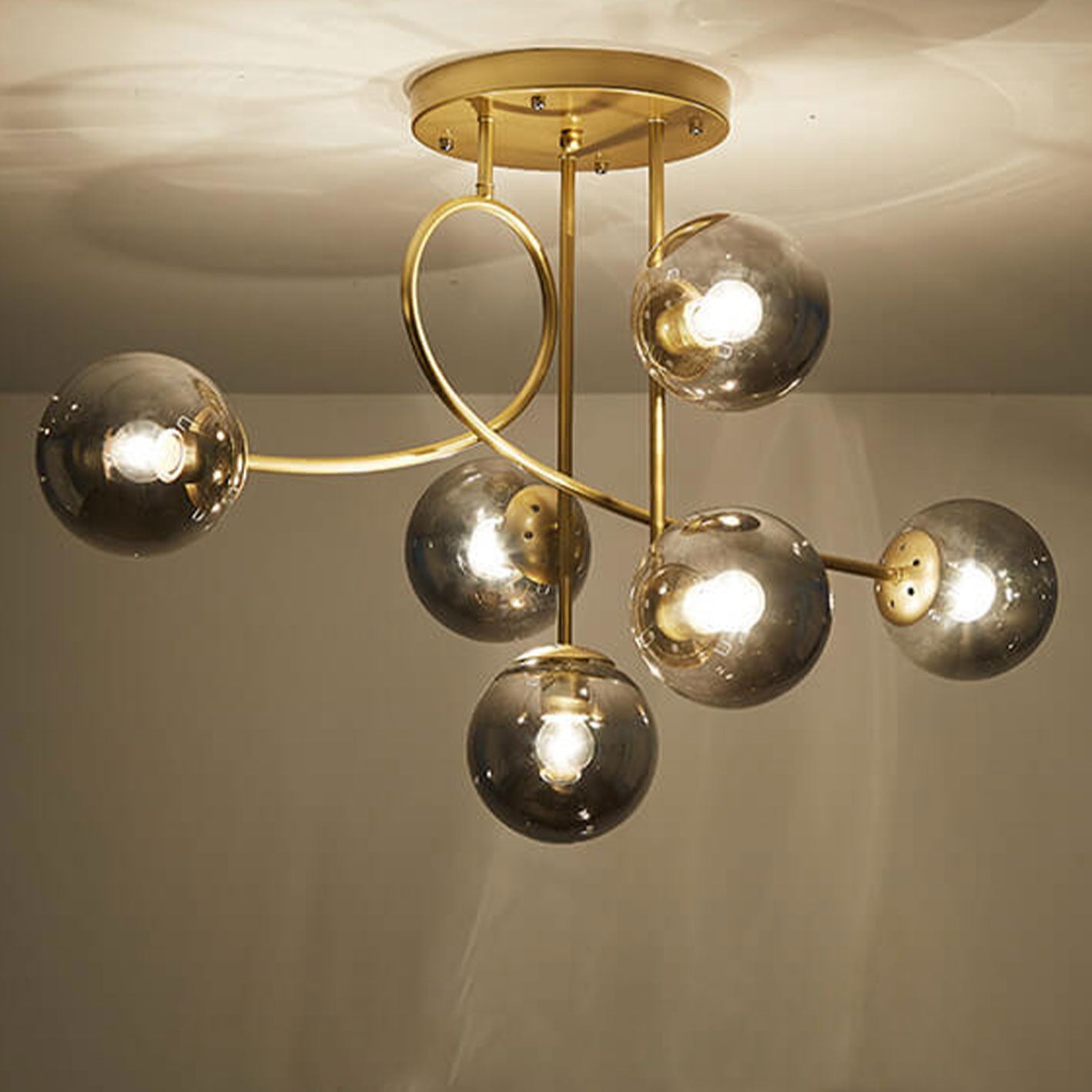 Nordic Light Luxury Magic Bean Glass Ball 6-Light Semi-Flush Mount Ceiling Light