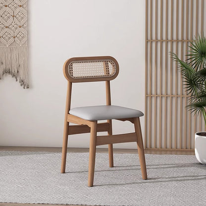 Traditional Japanese Square Wood PU Leather Dining Chair Four Legs Backrest For Dining Room