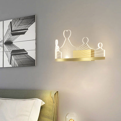 مصباح حائط LED من Nordic Light بتصميم تاج ذهبي فاخر مصنوع من الحديد والأكريليك 