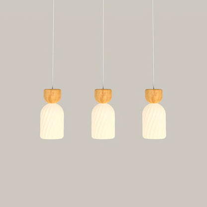 Contemporary Scandinavian Log Glass 1/3 Light Island Light Chandelier For Dining Room