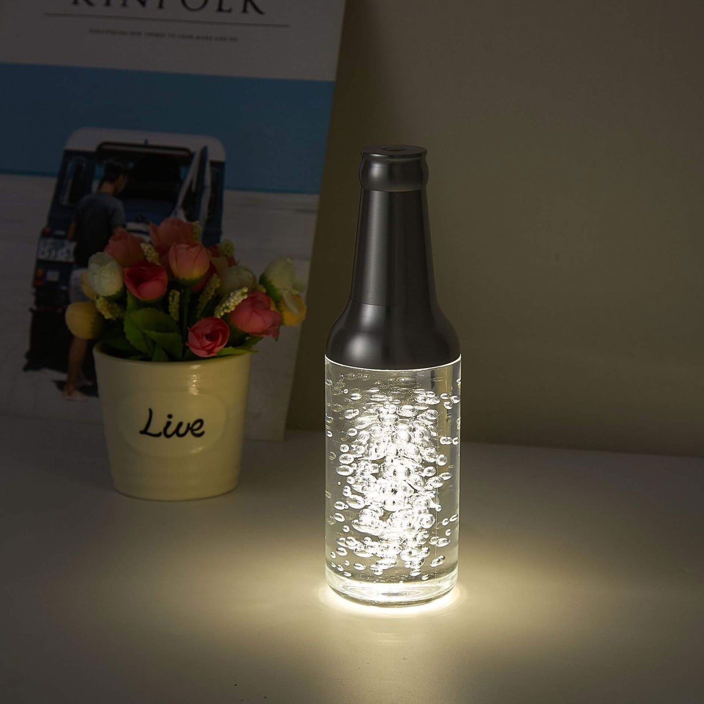Creative Luminous Wine Bottle Rechargeable Touch Decorative LED Table Lamp