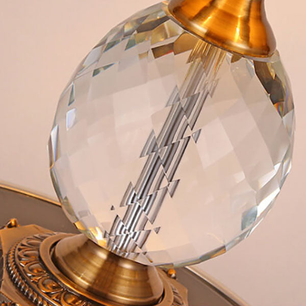 Modern Luxury Fabric Shade Candle Crystal Base 3/4 Light Table Lamp