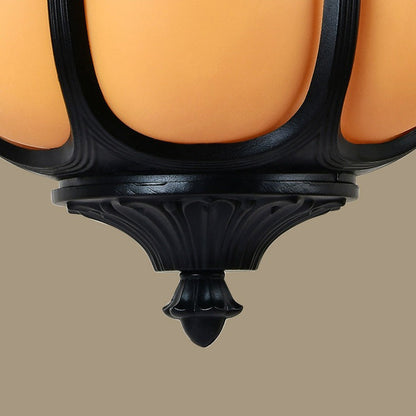 Traditional Chinese Waterproof Aluminum PC Dolomite Elliptical Pumpkin 1-Light Pendant Light For Ourdoor Patio