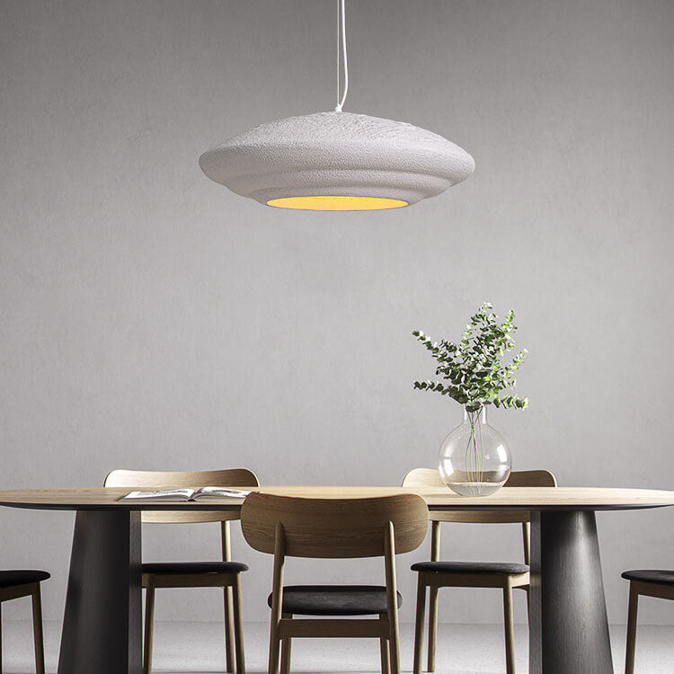 Modern Minimalist Creative Round Shell Cone Cream 1-Light Pendant Light