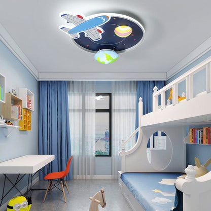 Cartoon Creative Aircraft Space LED Kids Flush Mount Ceiling Light