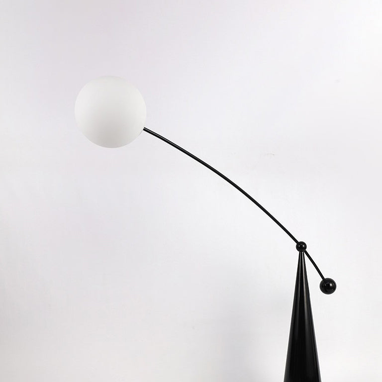 Contemporary Creative Tapered Base Fishing Rod Orb Iron Glass 1-Light Standing Floor Lamp For Living Room