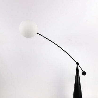 Contemporary Creative Tapered Base Fishing Rod Orb Iron Glass 1-Light Standing Floor Lamp For Living Room