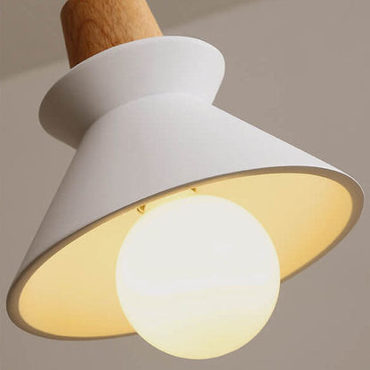 Nordic Minimalist Macaron Wood Cement  1-Light Pendant Light