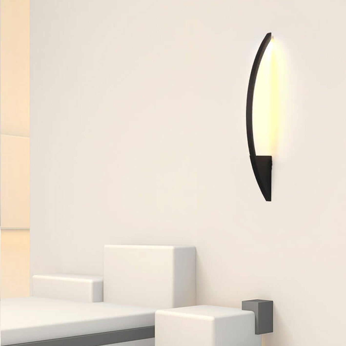 مصباح حائط LED من الحديد الأكريليكي بتصميم قوسي بسيط على الطراز الاسكندنافي 