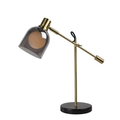 Postmodern Smoke Gray Glass Dome Metal  Arm 1-Light Table Lamp