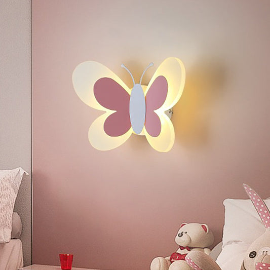 مصباح حائط LED حديدي بتصميم فراشة أكريليك معاصر إبداعي لغرفة النوم 