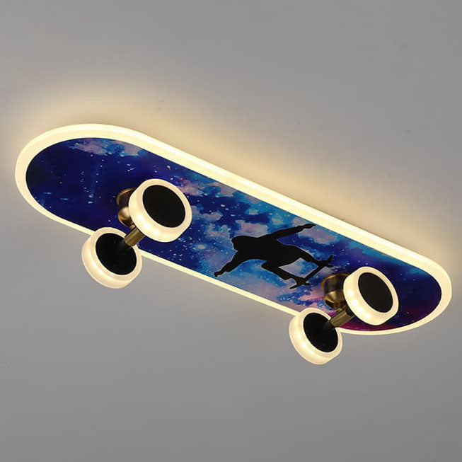 Creative Cartoon Skateboard Acrylic LED Kids Flush Mount Ceiling Light