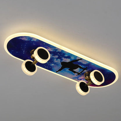 Creative Cartoon Skateboard Acrylic LED Kids Flush Mount Ceiling Light