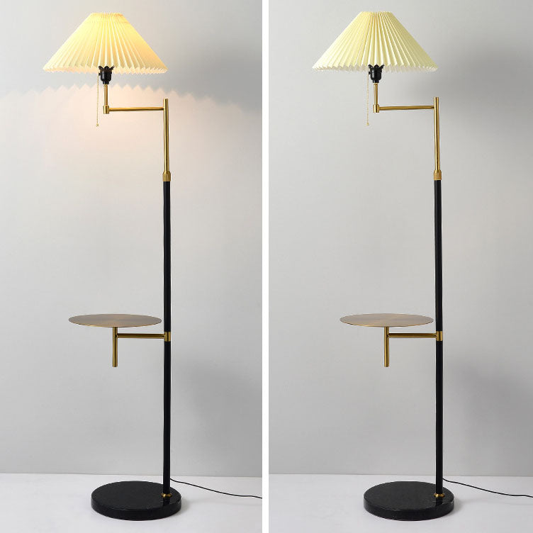 Nordic Light Luxury Pleated Fabric Marble 1-Light Standing Floor Lamp