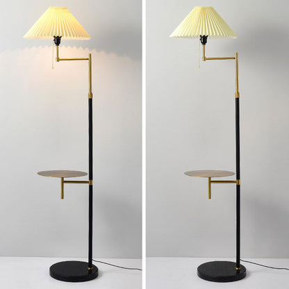 Nordic Light Luxury Pleated Fabric Marble 1-Light Standing Floor Lamp