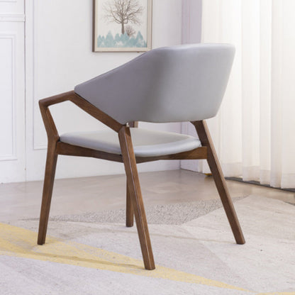 Contemporary Simplicity Square Artificial Leather Upholstered Wood Dining Chair Backrest Armrest For Dining Room