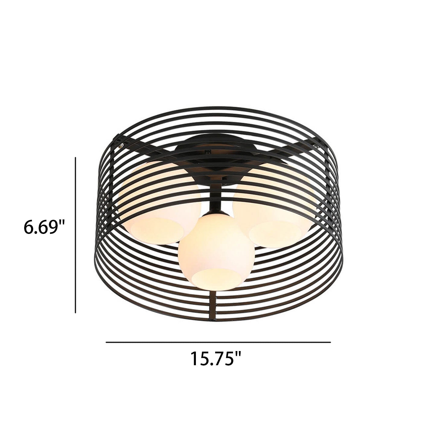 Nordic Creative Iron Round 3-Light Flush Mount Ceiling Light