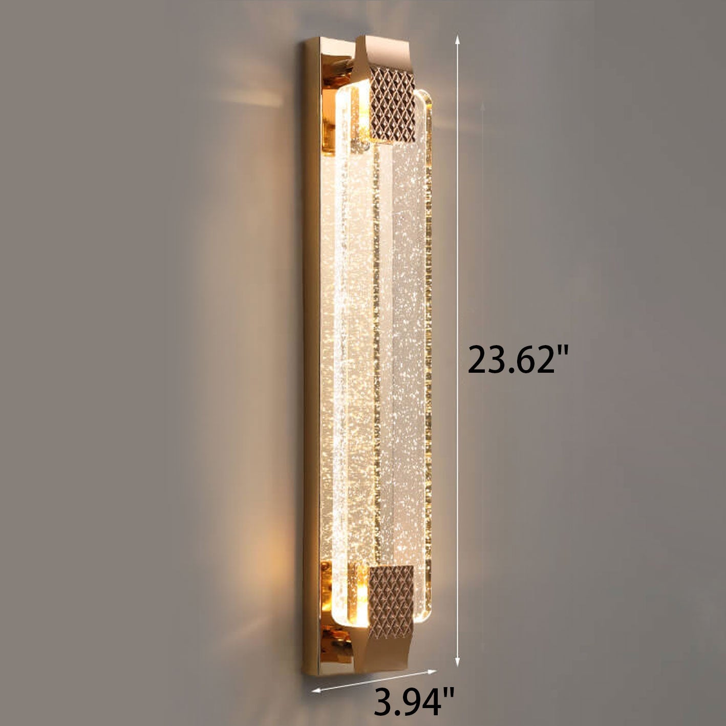 European Light Luxury Rectangular Bubble Crystal LED Wall Sconce Lamp