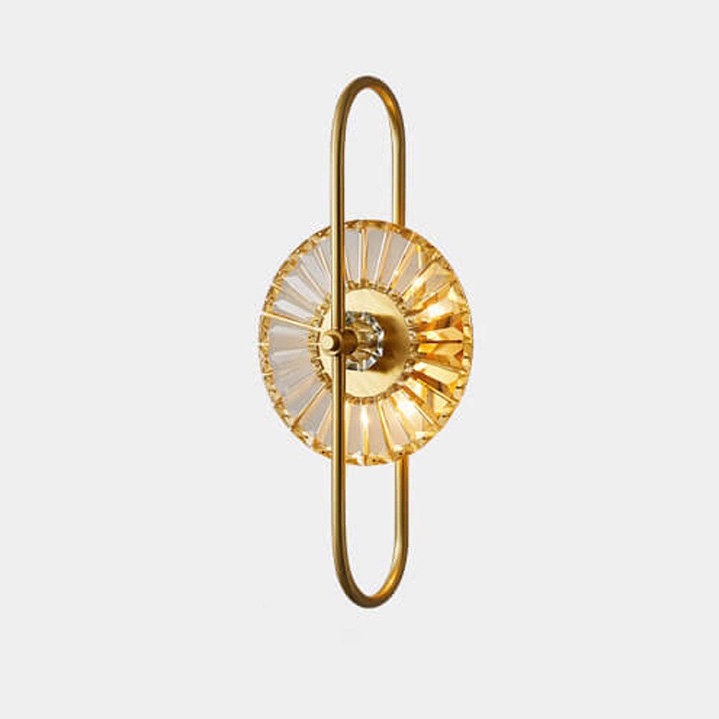 Nordic Luxury Brass Crystal Geometric Ring 2/3 Light Wall Sconce Lamp