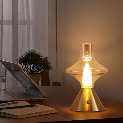 Nordic Retro High Boron Glass USB Charging LED Night Light Table Lamp