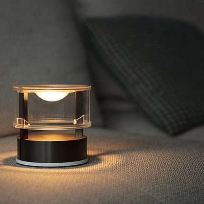 Modern Simplicity PMMA PC Stainless Steel Aluminum Cylinder LED Table Lamp For Bedside
