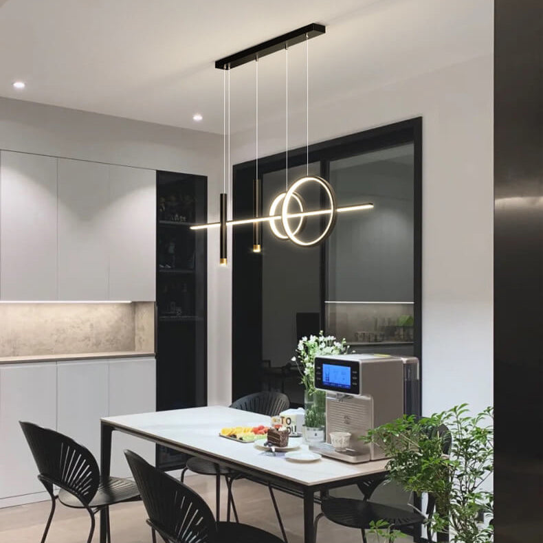ثريا جزيرة LED مصنوعة من شريط سيليكون حديدي بتصميم عصري بسيط لغرفة الطعام 