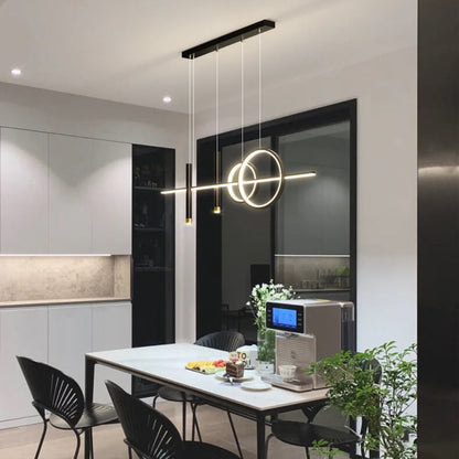 ثريا جزيرة LED مصنوعة من شريط سيليكون حديدي بتصميم عصري بسيط لغرفة الطعام 