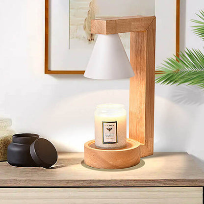 Contemporary Creative Cone Wood Metal 1-Light Aroma Melt Wax Table Lamp For Bedroom