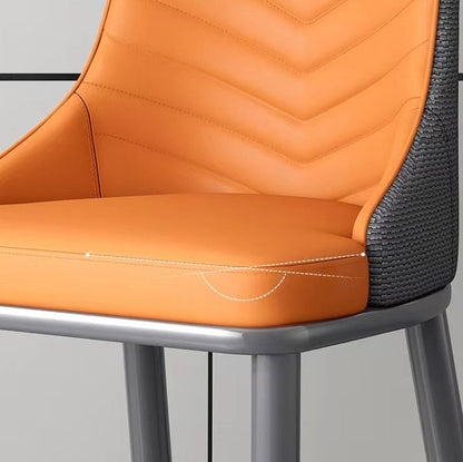 Modern Minimalist Square Four Legs Metal Microfiber Leather Dining Chair Backrest Armless For Dining Room