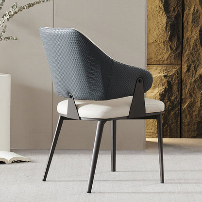 Contemporary Scandinavian PU Leather Carbon Steel Sponge Square Lozenge Dining Chair Backrest Armrest For Dining Room