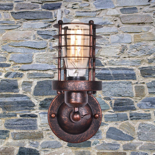Northern Retro Industrial Wrought Iron 1-Light Wall Sconce Lamp