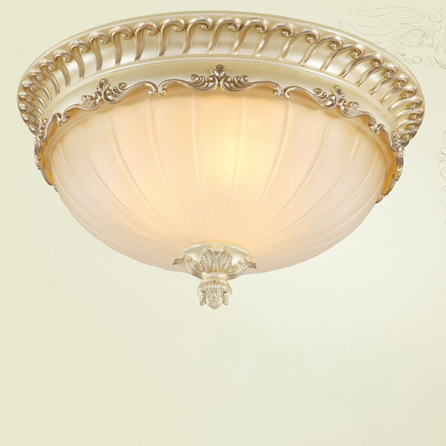 European Retro Light Luxury Resin Metal 3-Light Flush Mount Lighting