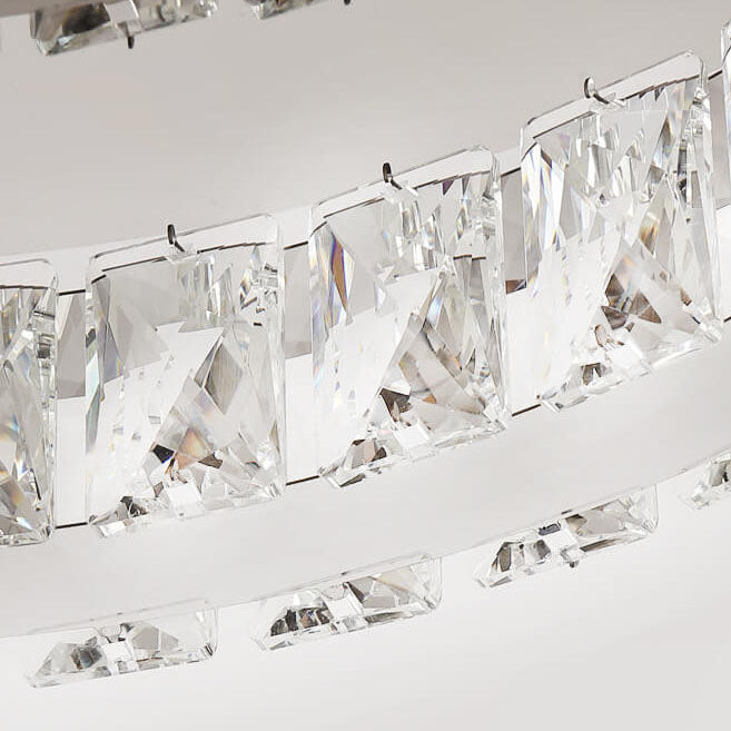 Modern Luxury Crystal Stainless Steel LED Flush Mount Ceiling Fan Light