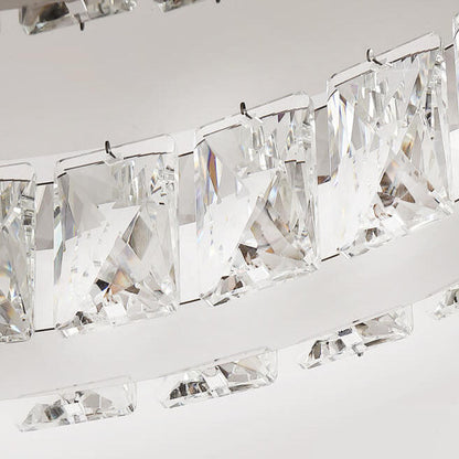Modern Luxury Crystal Stainless Steel LED Flush Mount Ceiling Fan Light