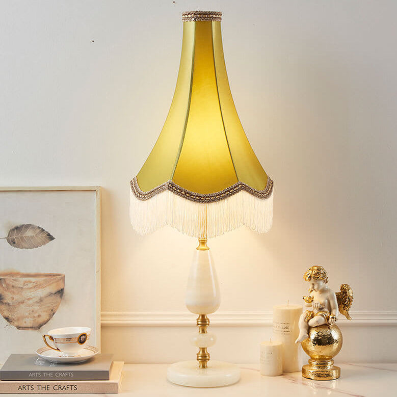 Modern Light Luxury Fabric Fringed Horn 1-Light Table Lamp