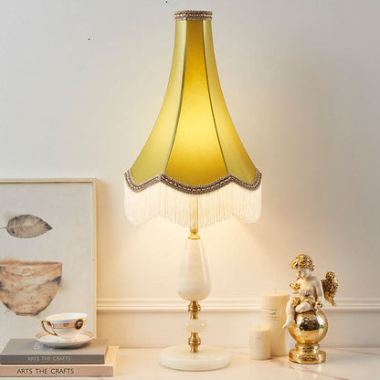 Modern Light Luxury Fabric Fringed Horn 1-Light Table Lamp