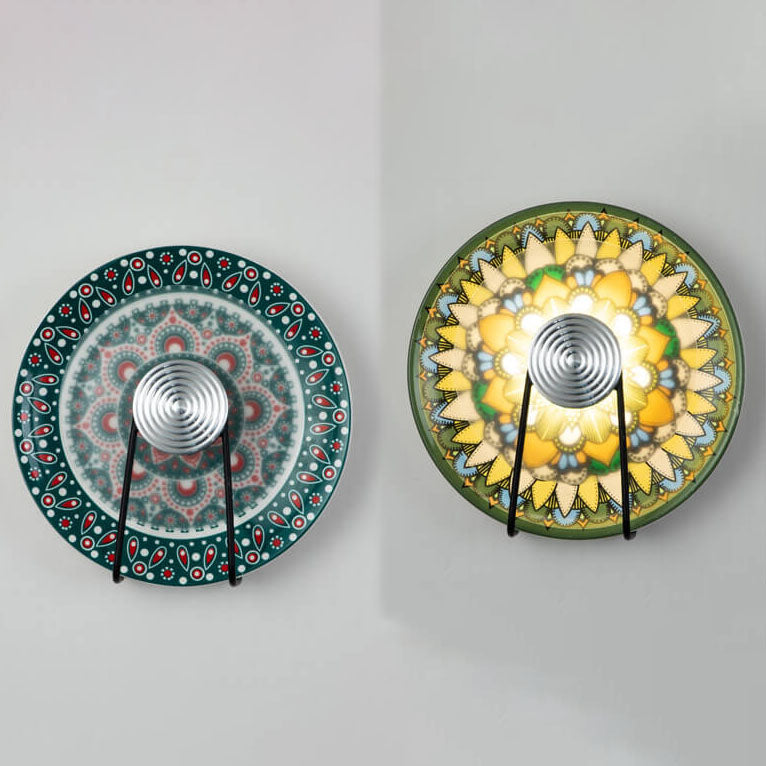 مصباح حائط LED دائري من الحديد المطاوع الصيني بتصميم عتيق 