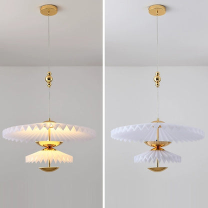 Modern Art Deco Pleated Round Acrylic Iron LED Chandelier For Living Room